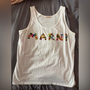 Marni Floral Letter White Tank Top